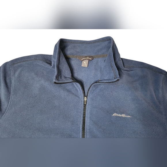 Eddie Bauer XLT Blue Quarter-Zip Fleece Pullover - Picture 3 of 8